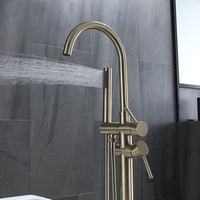 Robinet de douche et baignoire autoportant KEDAH à 2 poignées, en laiton, avec cartouche céramique et débit contrôlé, garantie 5 ans