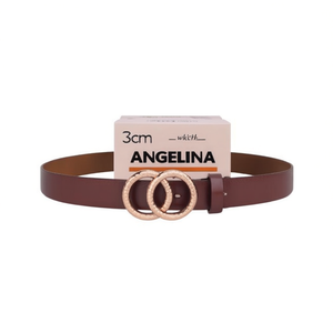 Cinturón Angelina Pu de 3 cm con hebilla de doble círculo, cinturón de moda para mujer para jeans y vestidos - Product Image 4