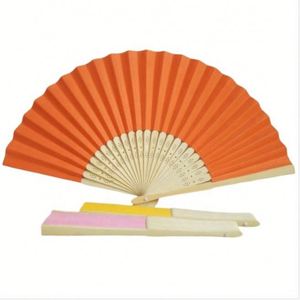 Hot Selling Printed logo Personalized Bamboo Paper <b>Silk</b> Fabric Folding Hand Fans for Wedding Party Gift - Product Image 4