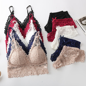 <span class=keywords><strong>Ensemble</strong></span> soutien-gorge triangle rembourré taille haute pour femme, lingerie sexy en dentelle push-up pour petites poitrines, grandes tailles, <span class=keywords><strong>sous</strong></span>-vêtements anti-affaissement, export - Product Image 1