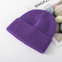 Gorros de Invierno Tejidos para Mujer, de Lana y Cachemira, con Parche de Cuero con Logotipo Personalizado, de Alta Calidad, al por Mayor