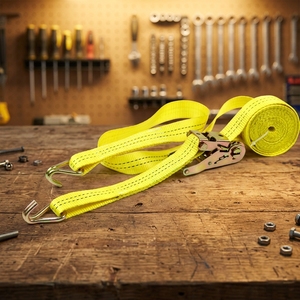 Abriebfester Premium 1,5 Zoll <span class=keywords><strong>2</strong></span> Tonnen Ratschengurt Verzinkte Doppelhaken für ATV & Kleinmaschinen Ladungsbefestigung - Product Image 1