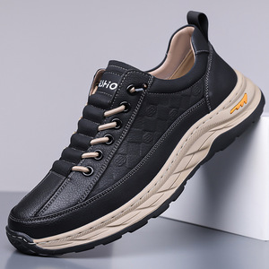 Outdoor <b>Work</b> <b>Shoes</b> <b>Men</b> Genuine Leather Round Toe Lace-up Flat Heel All Seasons Walking Style <b>Shoes</b> - Product Image 3