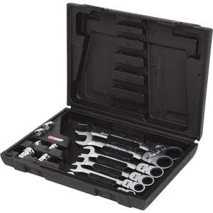 KS TOOLS - 503.4867 GEAR plus flexible locking combination <b>ratcheting</b> <b>spanner</b> <b>set</b> with adaptors (12 pcs) WRENCHES - Product Image 1