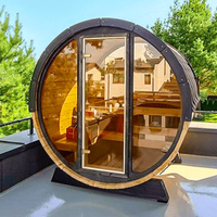 Panorama-Luxus Moderne Hemlock Massivholz Elektrische 6kW 2-Personen Outdoor-Villa Sauna-Fass
