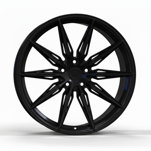 Ruedas Monobloque Forjadas con Diseño de Radios Complejos Tipo Araña, Personalizadas con Foto - Negro Brillante/Plateado Cepillado - Product Image 2