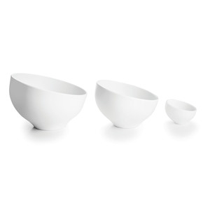 Set di 3 ciotole in ceramica bianca, ciotole impilabili per servire in cucina e sala da pranzo - Product Image 1