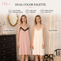 Robe de nuit sans manches en maille côtelée blanc pur et mauve lotus, faible MOQ, directement de l'usine, pour femme, idéale pour dormir et se détendre à la maison.