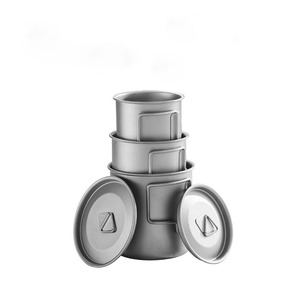 Ensemble de cuisine de camping en titane, vaisselle portable pour l'extérieur, pot de cuisson léger, tasses et mugs en titane pour la randonnée, les voyages et les pique-niques - Product Image 1