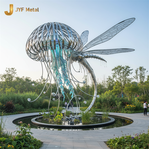 Sculpture abstraite EX601 pour la décoration intérieure, sculpture en acier inoxydable colorée en forme de miroir pour le hall d'hôtel - Product Image 2