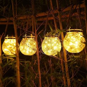 Outdoor Waterproof <b>Garden</b> Pathway Lamp Decor Warm & RGB Lights Crackled Design Solar Yard Backyard Light - Product Image 4