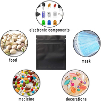 Sacs en plastique refermables personnalisés imprimés, pochette plate en Mylar noir mat avec fermeture éclair et fenêtre transparente