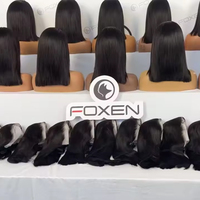 Approvisionnement en Gros Perruque Courte Bob Vietnamienne Coupe Droite Originale Perruque Sans Colle Dentelle HD Double Tressée Lisse Os