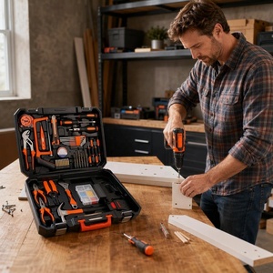 Ensemble de perceuse sans fil 21V, 48 pièces, kit d'outils électriques pour la maison, avec perceuse électrique et boîte à outils manuels pour la réparation et l'entretien domestique - Product Image 6