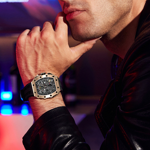 <span class=keywords><strong>Montre</strong></span> tonneau de luxe pour homme <span class=keywords><strong>TSAR</strong></span> BOMBA, bracelet en silicone de 18 mm, cristal, étanche, chronographe lumineux, sport tendance, mouvement SEIKO - Product Image 6