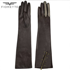 FIORETTO moda Color Block Patchwork inverno donna guanti lunghi in pelle Touchscreen nero marrone OEM guanti invernali semplici per uomo - Product Image 5