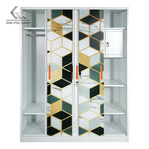 Personnalisation de meubles de salon Armoire design en métal à 4 portes <span class=keywords><strong>coulissante</strong></span> bon marché Armoire en acier Armoires en métal almari - Product Image 2