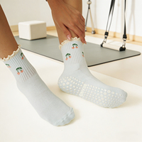 Chaussettes de yoga et de fitness pour femme, antidérapantes, avec logo personnalisé, pour Pilates, tricotées, respirantes, à volants, pour l'automne