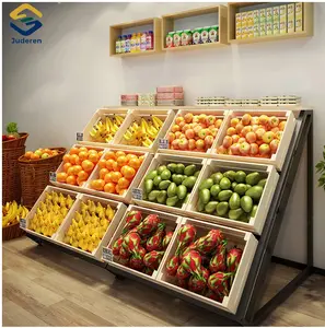 강철 나무로 되는 조합 곤돌라 선반 주문을 받아서 만들어진 슈퍼마켓 야채와 과일 식사 진열대