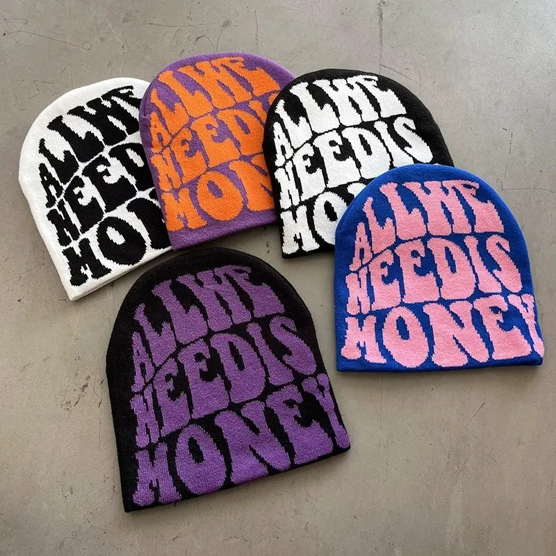 Beanies cá nhân bán buôn Jacquard đan Beanie với logo tùy chỉnh dành cho người lớn 100% Acrylic Beanie mũ