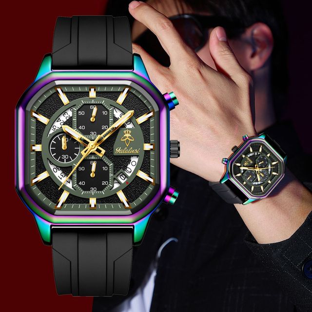 Men's Multifunctional Sports Quartz Watch - Silicone Strap & Alloy Case, Waterproof Analog Timepiece for Daily Wear