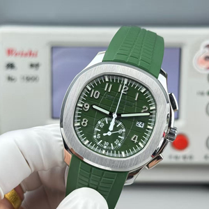 <span class=keywords><strong>Montre</strong></span> de luxe pour hommes, cadran vert kaki, boîtier plaqué or blanc, chronographe <span class=keywords><strong>automatique</strong></span>, bracelet en caoutchouc, <span class=keywords><strong>montre</strong></span>-bracelet de Sport, 42.2mm - Product Image 3