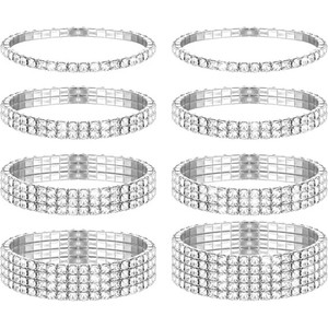 Bracelets élastiques de tennis à 5 rangées en gros d'usine <span class=keywords><strong>Bracelet</strong></span> de mariage de mariée avec chaîne de tennis extensible multicouche en strass brillant - Product Image 5