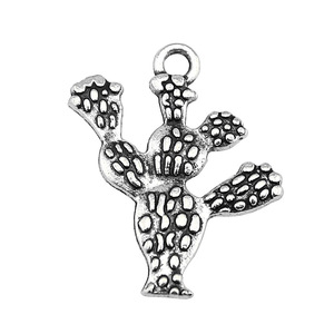Colgante de <span class=keywords><strong>Cactus</strong></span> de Aleación de Zinc Plateado Antiguo para DIY, Suministro de Joyería del Desierto, Regalo Artesanal Hecho a Mano para Collares y Pulseras - Product Image 3