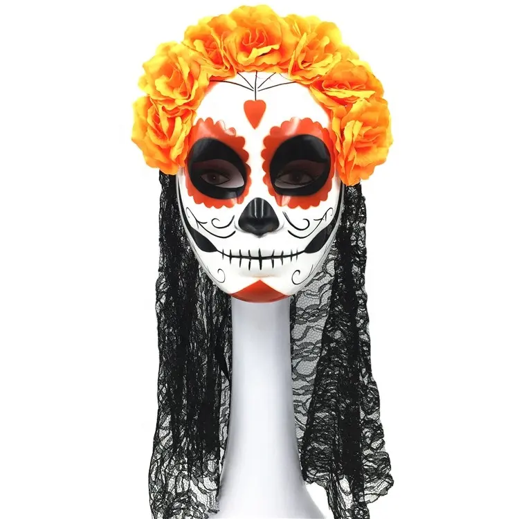 PoeticExist-mascarilla de plástico duro para mujer, máscara de disfraz de fantasma de México