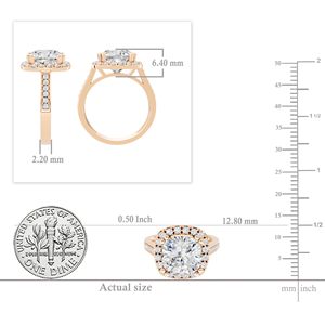 SGARIT custom <b>Cushion</b> Cut LAB Diamond Halo Engagement <b>Ring</b> 14K Rose Gold Pave Setting Romantic Style Women's Fine Jewelry - Product Image 2