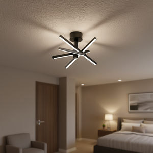 Lámpara de Techo LED Moderna de 12 Pulgadas con Acabado Negro, Diseño Geométrico de Estrella para Sala de Estar, Dormitorio y Pasillos - Product Image 2