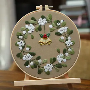 Adult Handmade DIY Floral Embroidery Art Craft Kit Christmas Decoration Santa Reindeer Embroidery Hobby Kit