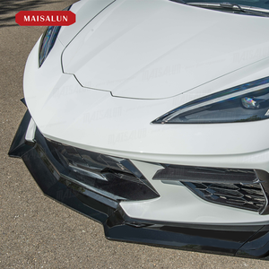 Kit de carrosserie noir brillant en matériau ABS pour Chevrolet <span class=keywords><strong>Corvette</strong></span> C8 jupes latérales à lèvre avant spoiler bodykit - Product Image 4