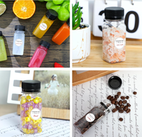 Botol jus plastik bening kecil, 2oz dengan tutup untuk cairan dapat digunakan kembali, botol susu jahe, wadah minuman, anti bocor