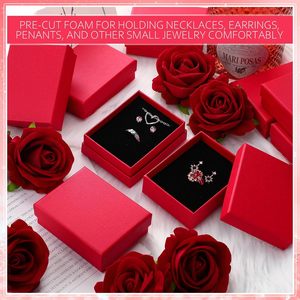Boîtes cadeaux personnalisées en carton rouge pour bijoux, avec couvercle et base, et éponge noire - Product Image 4