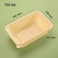 Boîte à lunch rectangulaire jetable de 500 ml/750 ml/1000 ml avec couvercle transparent, contenants à emporter en amidon de maïs PP pour salades et fruits