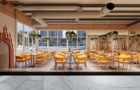Étagère murale flottante LED Retron au design pop personnalisé, écologique, étanche, robuste, pour présentation de snacks, salle à manger, restaurant, LED