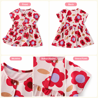 Robe à imprimé floral pour filles, boutonnée sur le devant, manches courtes, coupe trapèze, robe d'été décontractée pour fête, vente en gros OEM