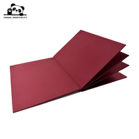 Ensemble de porte-menus 4 vues en lin rouge bordeaux de qualité supérieure, liste des vins, menu principal avec logo estampé à chaud doré