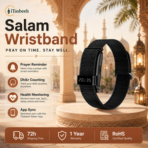 Bracelet connecté Tasbeeh avec écran OLED, longue autonomie et synchronisation avec l'application Podomètre pour les femmes musulmanes au quotidien - Product Image 1