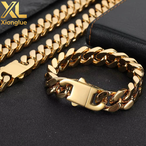 Pulsera de Cadena Cubana de Acero Inoxidable Chapada en Oro de 18k de 0.3m, Estilo Hip Hop, Unisex, Venta al por Mayor, 6mm 8mm 10mm 12mm 16mm - Product Image 4