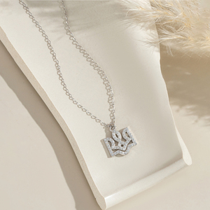 FUAMAY 925 argent Sterling pavé CZ ukrainien Trident collier délicat doré complexe Trident en forme de pendentif collier femmes - Product Image 3