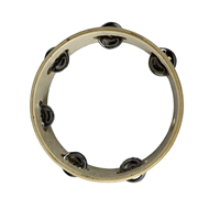 Tambourin à manivelle en bois avec clochettes métalliques, instrument de percussion sonore, tambourin en bois à une rangée de clochettes