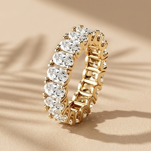 Anillo de Eternidad de Circonita Cúbica de Una Sola Hilera de 4mm, Chapado en Oro Real, Apilable, Estilo Hip Hop, para <span class=keywords><strong>Mujer</strong></span>, Venta al por Mayor - Product Image 4