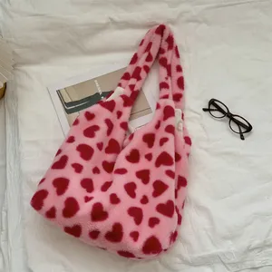 Borsa <span class=keywords><strong>a</strong></span> tracolla in peluche donna con cuore dolce amore - Product Image 1