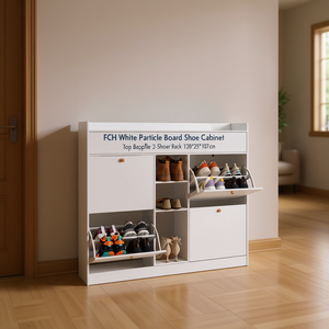 Mueble Zapatero FCH de Aglomerado Blanco 128x25x107cm con 4 Cajones para Uso Doméstico - Product Image 2