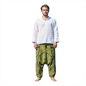 Wholesale Cotton Sama Aladdin <b>Trousers</b> <b>Women</b> Yoga <b>Baggy</b> Boho Style Loose Fit Winter Breathable Eco-Friendly Vintage Washed Waist - Product Image 1