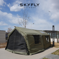 Tente de camping gonflable 8+8 Air Column à ouverture rapide et automatique, imperméable, 2 chambres en coton avec porte moustiquaire pour voyages en famille