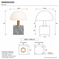 Lampe de table cube en marbre gris, dôme en verre opale, base carrée en pierre, décoration minimaliste moderne pour chambre à coucher, E26 E27