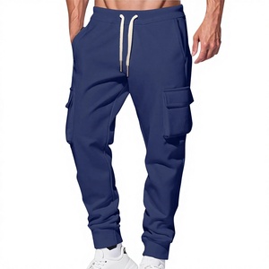 Pantalon de jogging décontracté pour homme en molleton avec cordon de serrage, doublé, coupe ample, multi-poches, pour le sport et la gym, jambe droite - Product Image 1
